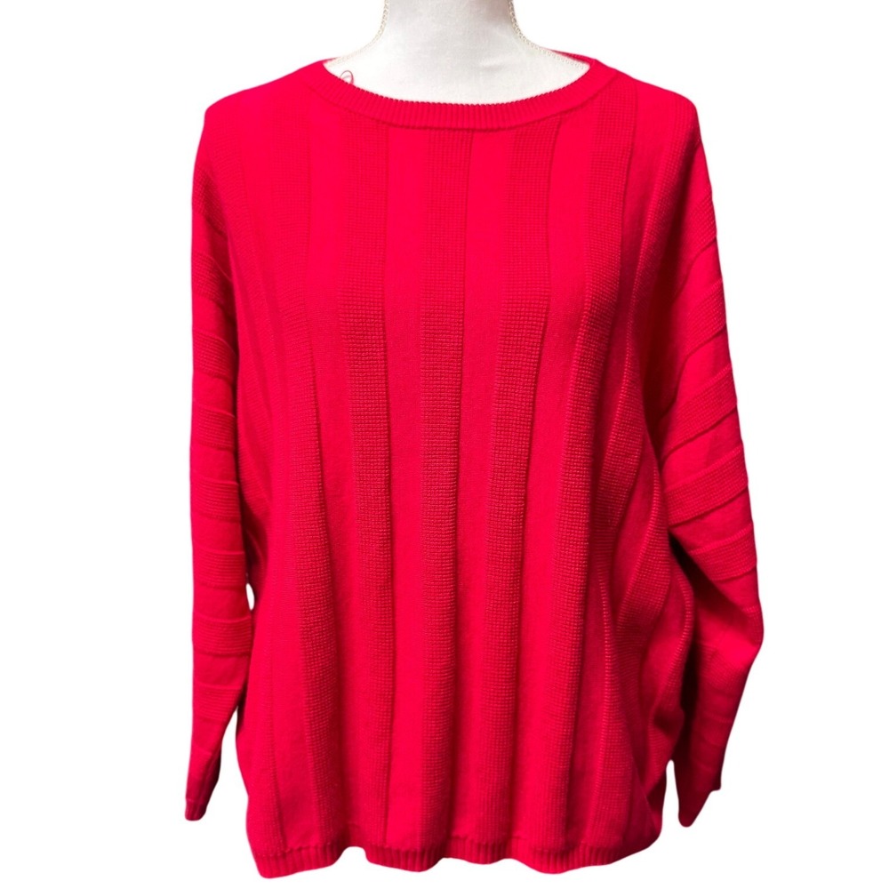 Cyrus‎ Ribbed Knit Crew Neck Sweater 1X Red Excellent Long Sleeve Pullover